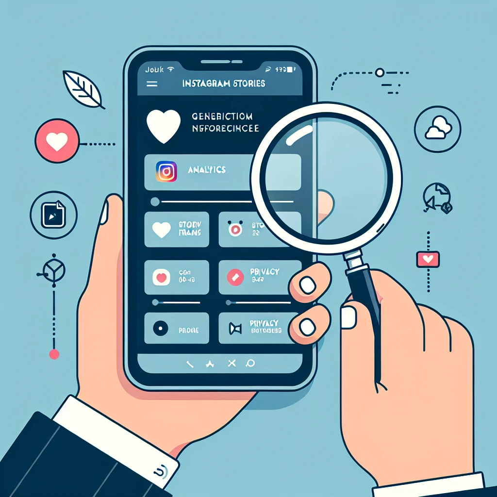 "Illustration of Instagram Story analytics dashboard displaying viewer statistics and privacy settings, highlighting key tools for understanding audience engagement and insights."